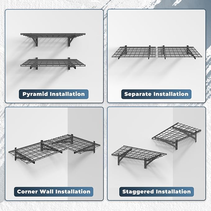 2 Pack Heavy Duty Garage Wall Shelving Set, Wall Mounted Garage Shelves 500lbs - Image 6