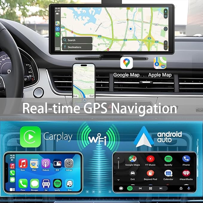 Wireless Carplay Screen for Car 10.26" 4K 360 Rotation Dash Cam Carplay&Android - Image 3