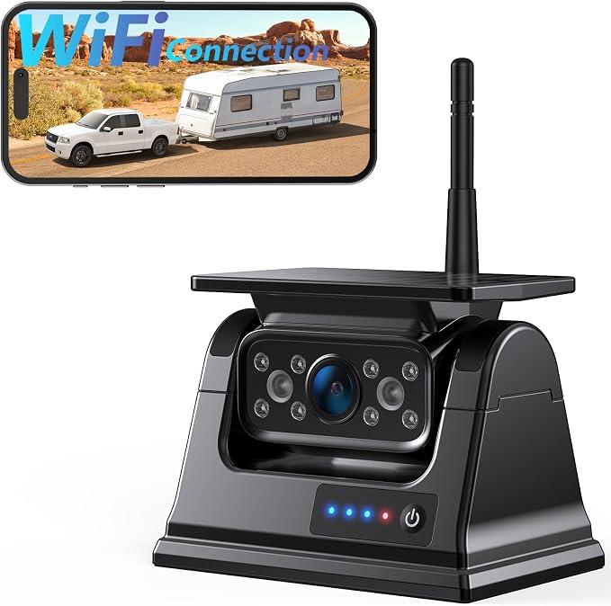 WiFi Magnetic Solar Wireless Backup Camera, 10500mAh Rechargeable 1080P Rear by DVKNM