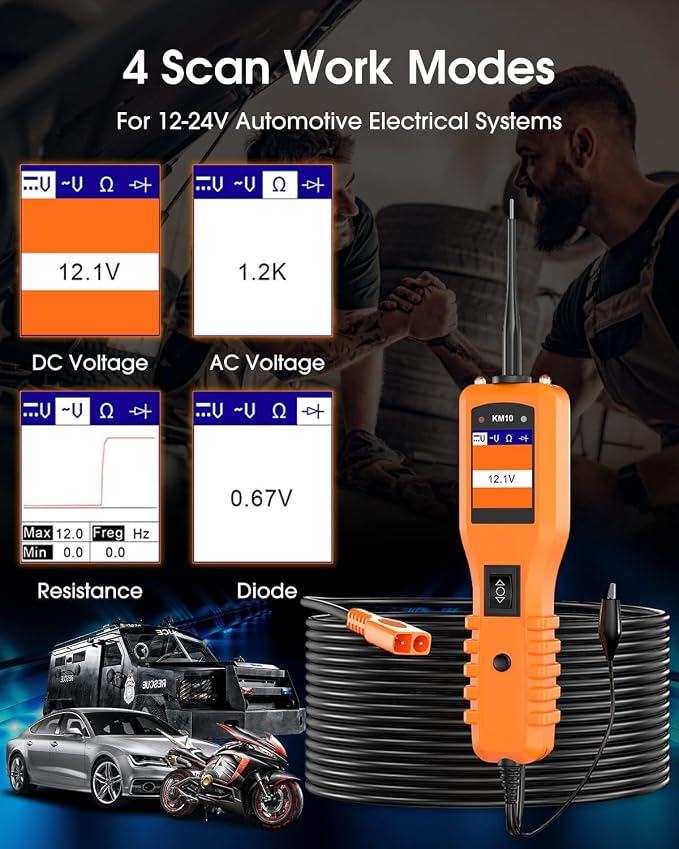 KZYEE KM10 Power Circuit Probe Kit, 12V 24V Automotive Circuit Tester, Digital - Image 5