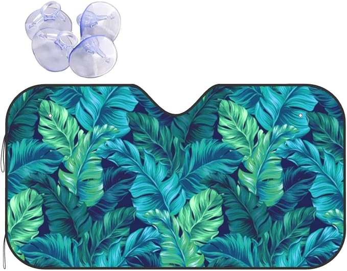 Tropical Leaves Car Windshield Sunshade Front Window Sun Visor Protector by mutakin