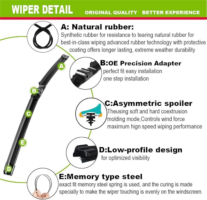 2 Wipers Factory Replacement For 2004 2005 2006 2007 VW Touareg, 2003-2006 - Image 3