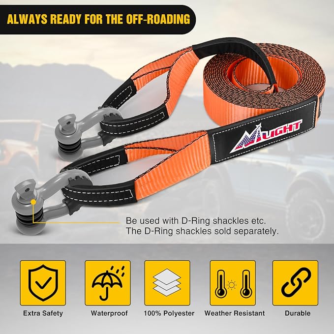 Nilight 3" x 30' Recovery Tow Strap Lab Tested 31, 500lbs Break Strength Heavy - Image 4