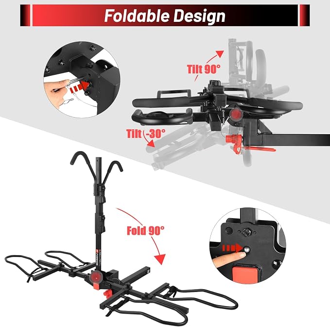 FORWODE Hitch Mount Bike Rack Fits 2 X 80 lbs Bicycle, Platform Bike Rack - Image 5