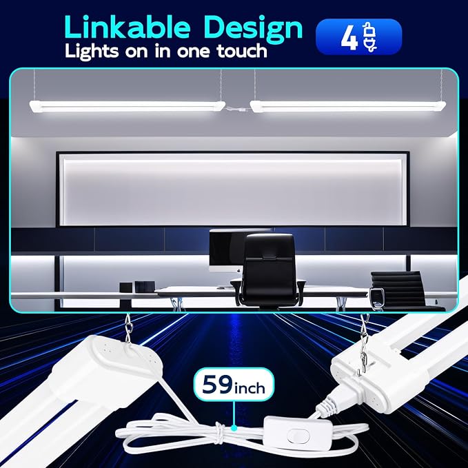 hykolity 4 Pack Linkable LED Shop Light, 4FT 44W, 5000K Daylight, Plug-in - Image 4