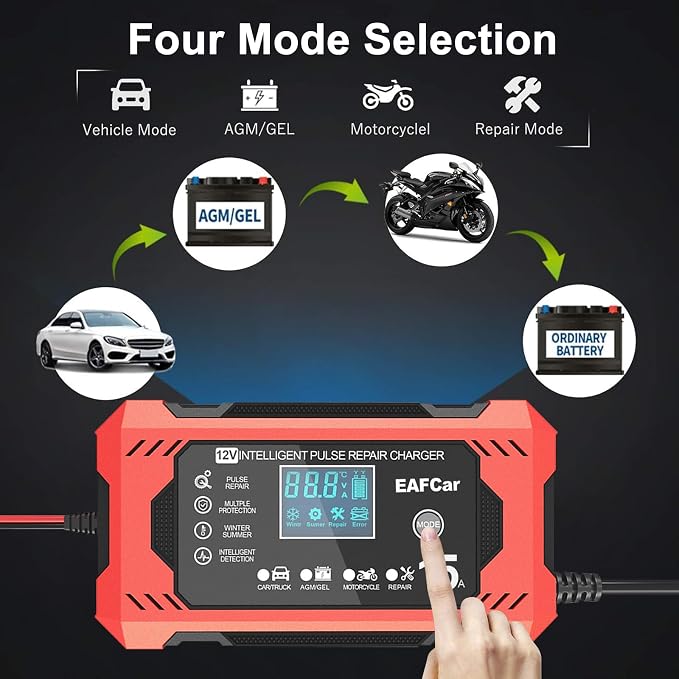15-Amp Battery Charger, 12V Trickle Charger Car Battery Charger, Smart - Image 5