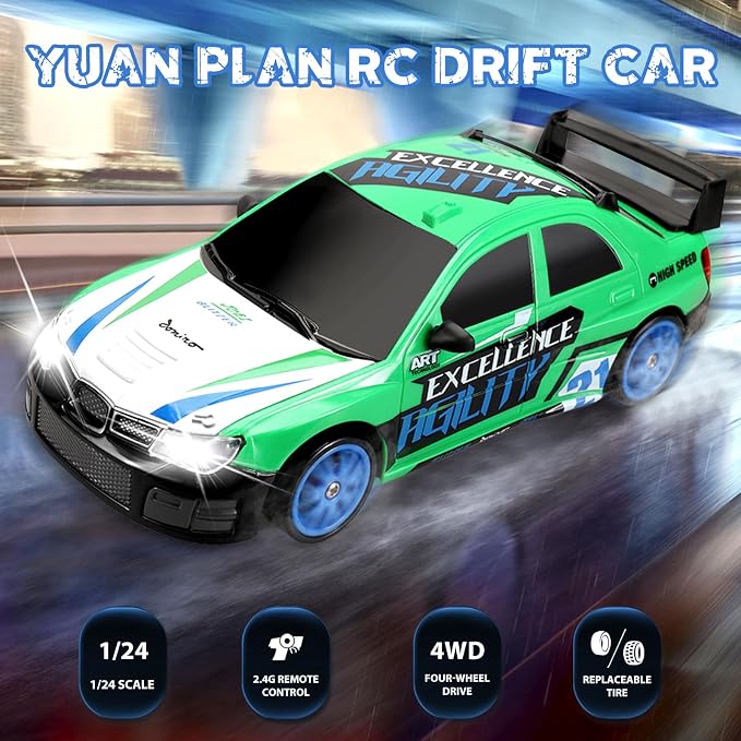 RC Drift Car 2.4GHz 1:24 Scale 4WD Remote Control Car 15KM/H High Speed - Image 2