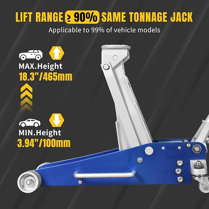 YELLOW JACKET Floor Jack 2.5 Ton Hydraulic Low Profile Aluminum and Steel - Image 3