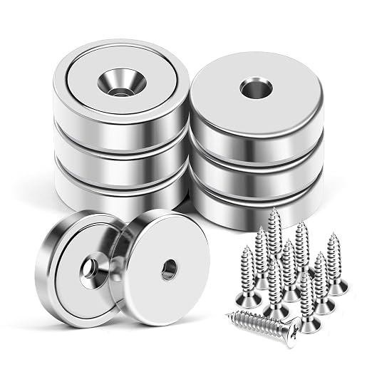 MIKEDE 70 LBS Magnets with Screw Holes, 6 Pack Force Neodymium Cup Magnets 25mm by MIKEDE