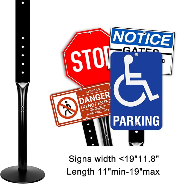 Parking Sign Post 48" Heavy Duty Cast Iron Parking Signs Stand, Movable Sign - Image 2