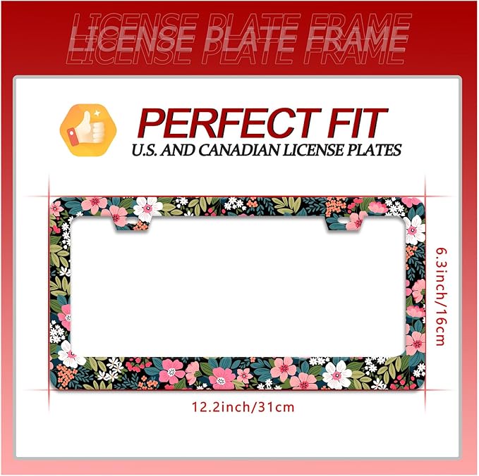 Folk Art Flowers License Plate Frame Beautiful Floral License Plate Holder - Image 2