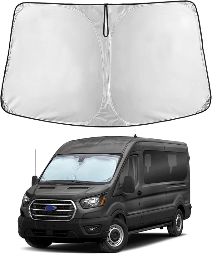 Econour Windshield Sun Shade for 2024 2025 2026 Ford Transit 350 Custom Fit by EcoNour