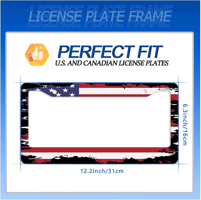 Vintage American Flag License Plate Frame USA Flag License Plate Stainless - Image 7