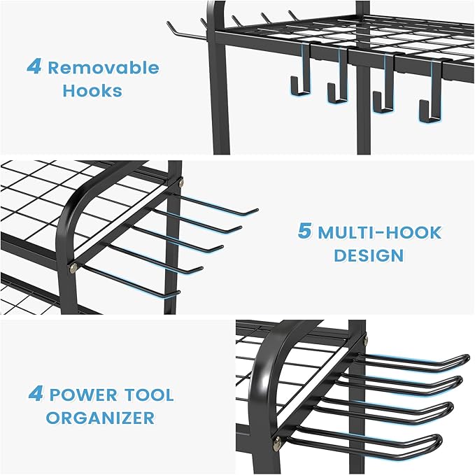 Hadulcet Garden Tool Organizer, Metal Garage Organization and Storage - Image 4