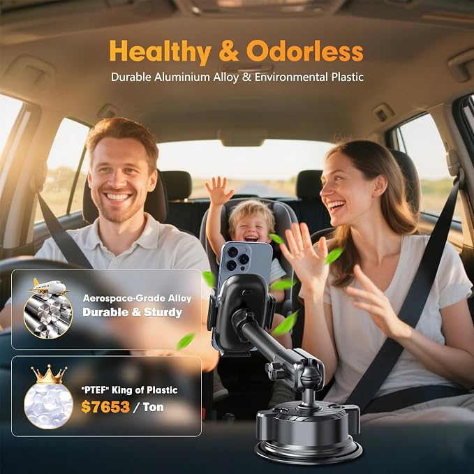 isuke Phone Holder for Your Car, Aluminum Alloy Phone Holder for Car Dashboard - Image 8