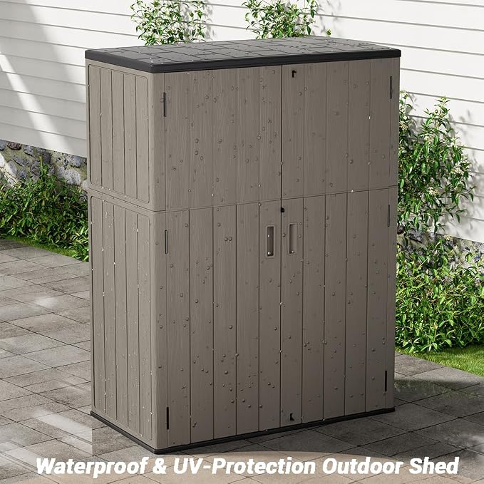 KINYING Outdoor Storage Cabinet Waterproof, 57 Cu.ft Resin Vertical Outdoor - Image 7