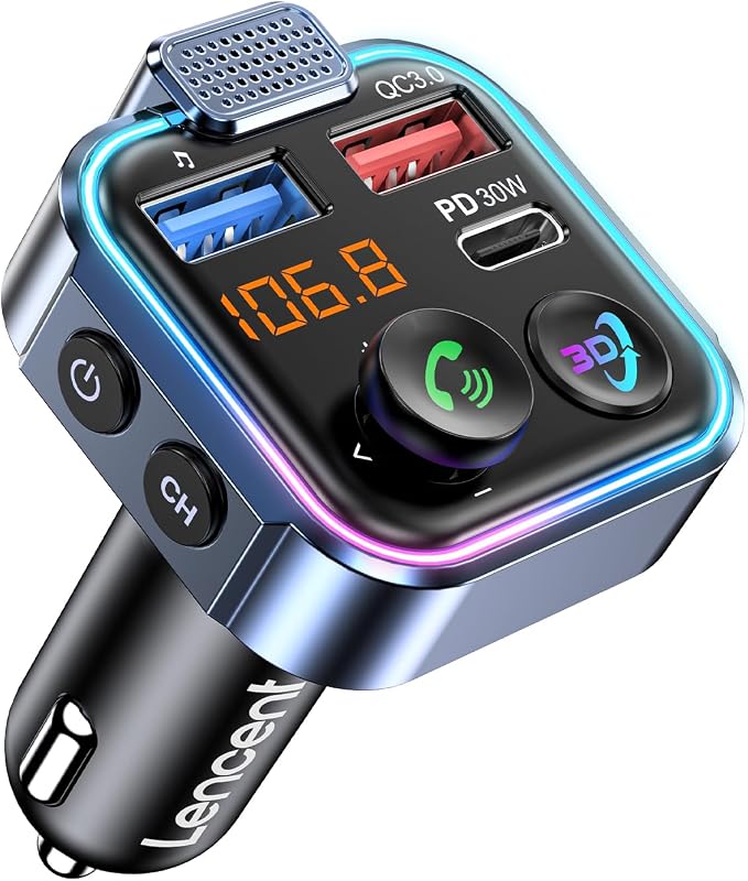 LENCENT Bluetooth 5.3 FM Transmitter, Wireless Radio Adapter Car Kit by LENCENT