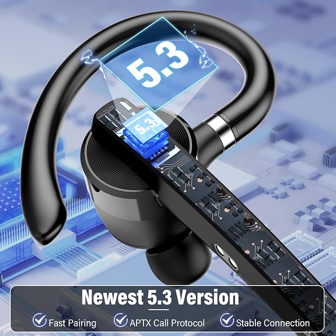 Bluetooth Headset, Wireless Bluetooth 5.3 Earpiece, 90Hrs Hands Free Headset - Image 2