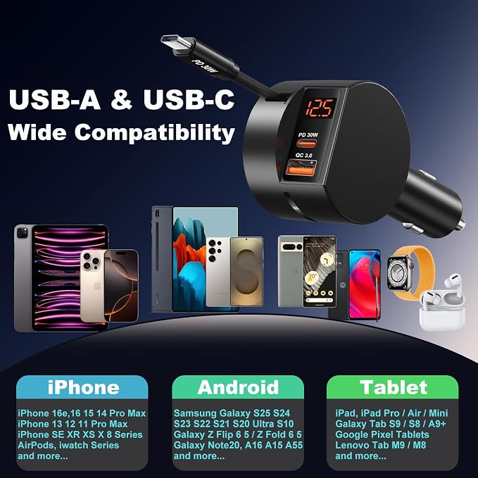 Retractable USB C Car Charger - Image 7