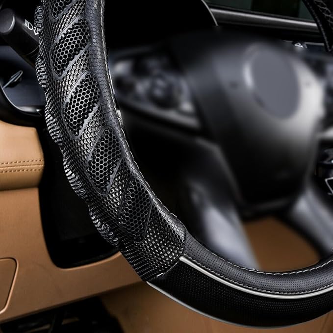 Flying Banner car Steering Wheel Cover Faux Leather Massage Universal fit 3D - Image 3