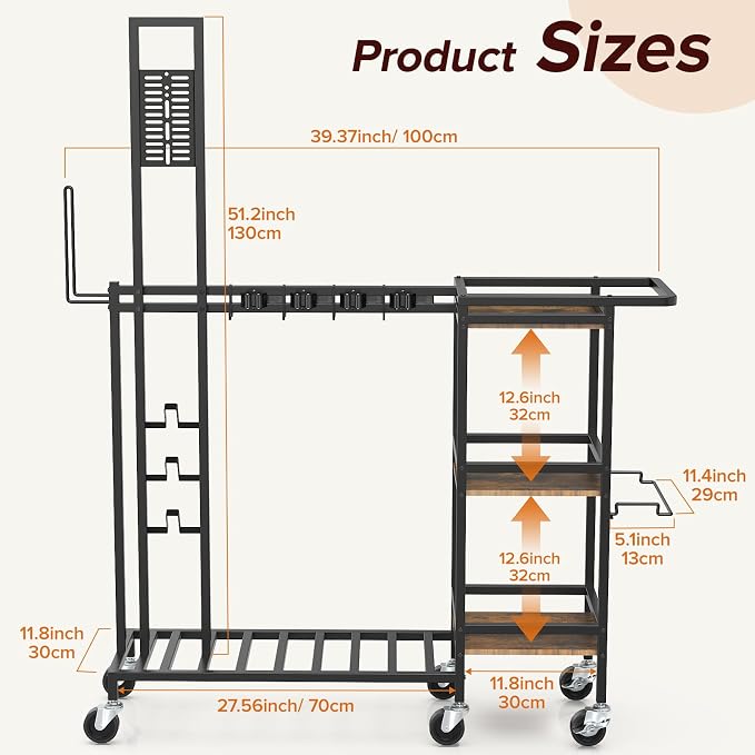 Cleaning Utility Cart on Wheels, Vacuum Stand Compatible - Image 7