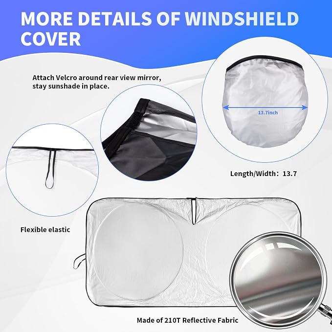 Sun Shade for 2007-2017 Toyota Camry Accessories, Foldable Front Window Shield - Image 7