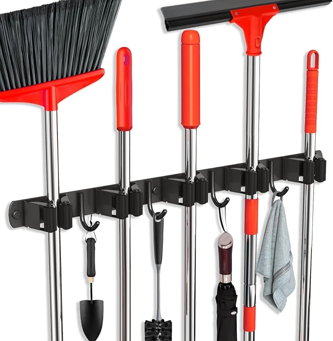 2 Pack Mop and Broom Holder Wall Mount, Upgraded Broom Hanger Wall Mount - Image 6