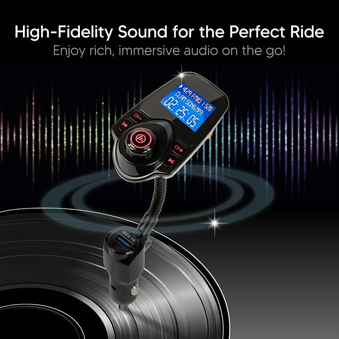 ONN Upgraded 2025 Car Bluetooth FM Transmitter – 1.44" Display, Flexible - Image 6