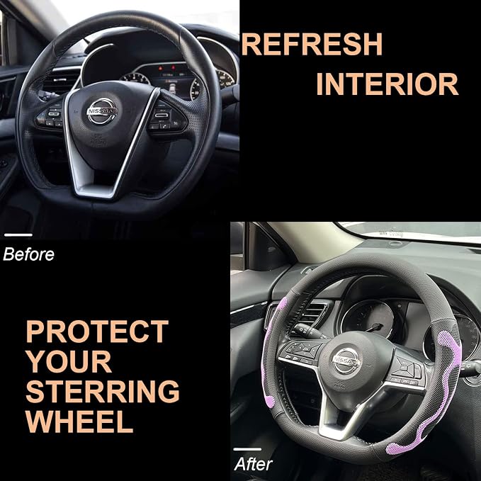 PINCTROT D Shaped Comfy Grip Steering Wheel Cover, Anti-Slip Design, Flat - Image 4