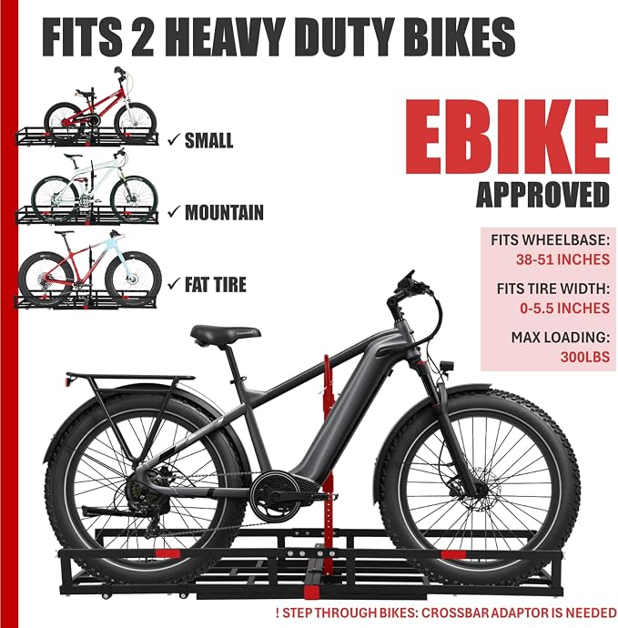 Hitch-Mount Bike Rack for Ebike Heavy-Duty - Image 3