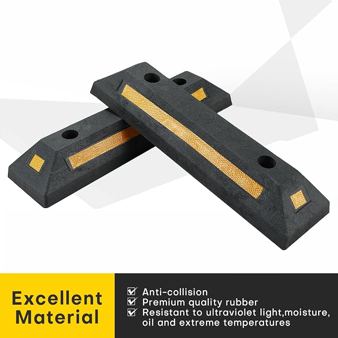 2 Pack Rubber Parking Guide Blocks | Heavy Duty Black Parking Blocks Parking - Image 3