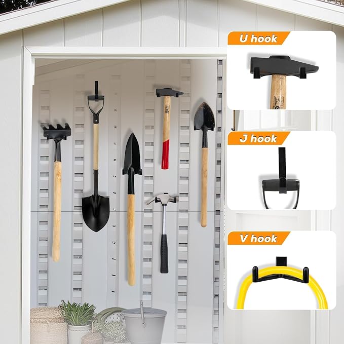 9 pcs Storage Shed Hooks J U V-Shape Hangers Tool Set - Image 5