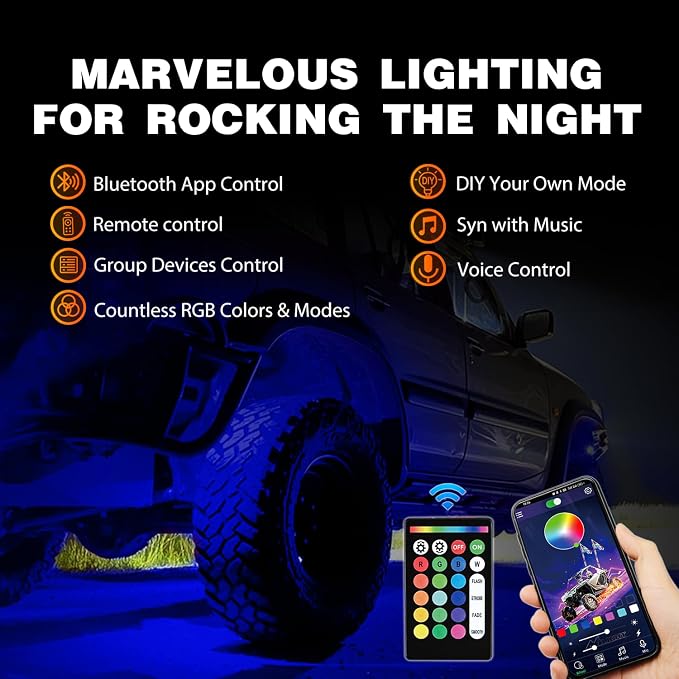 Nilight RGB LED Rock Lights Kit 10 Pods Underglow Multicolor Neon Pod - Image 2