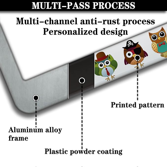 License Plate Frames for Women Multicolor License Plate Frame for Men Cute Owl - Image 5