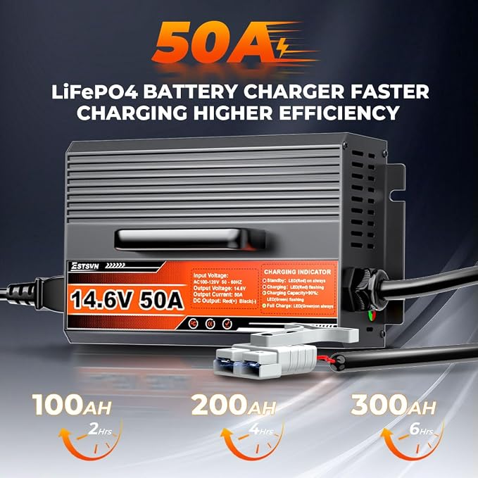 50A 14.6V LiFePO4 Battery Charger 12V Lithium Battery Smart Charger Fast - Image 2