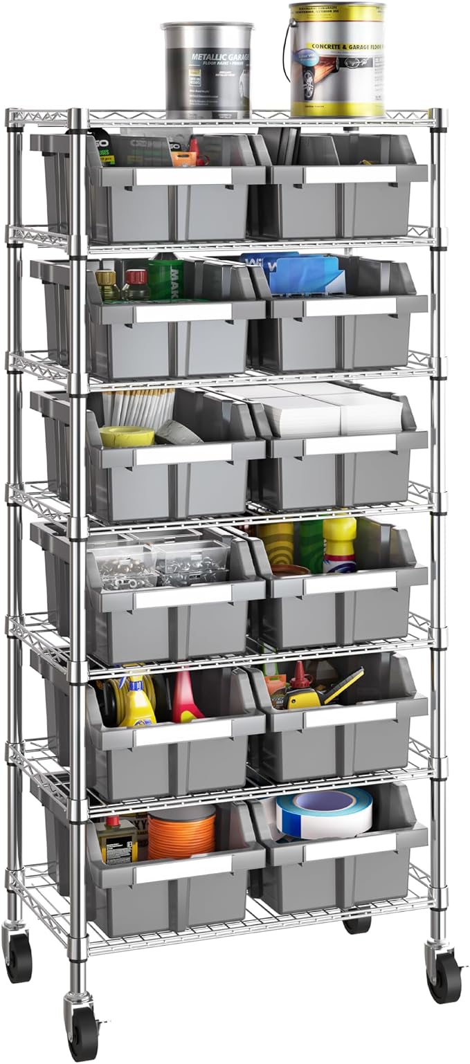Seville Classics Heavy Duty NSF Bin Rack Solid Steel Wire Shelving Storage Unit - Image 2