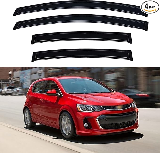 Window Visors Rain Guards for 2012-2020 Chevy Sonic Hatchback, Out-Channel by YQAUTEC