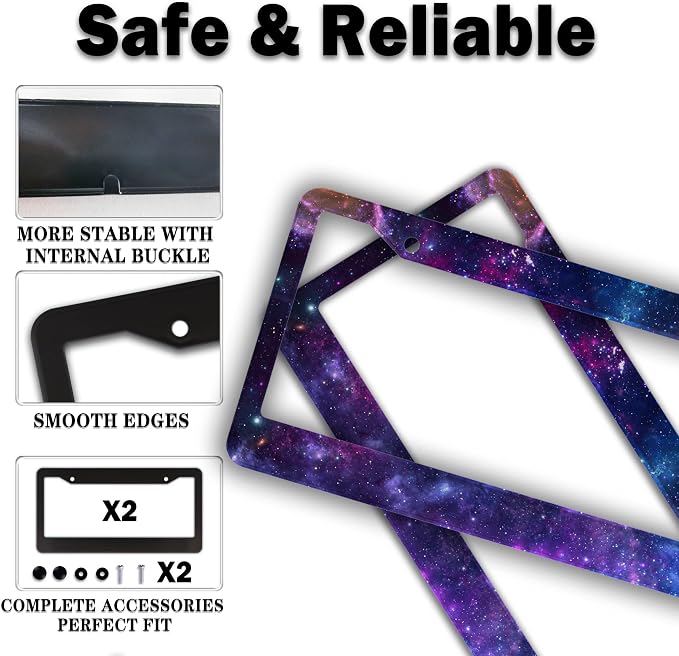 License Plate Frames for Men Multicolor License Plate Cover for Women Galaxy - Image 4