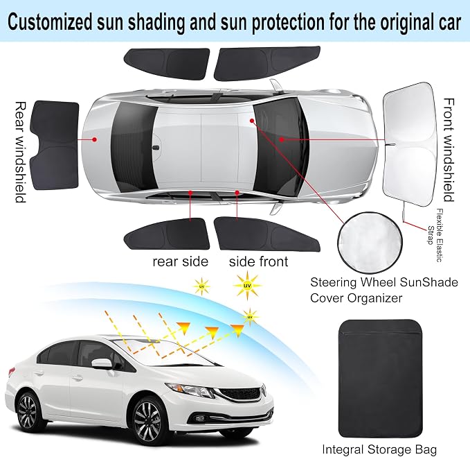 TINGLU Window Shades for Honda Civic 2012 2013 2014 2015 Accessories Car Side - Image 3