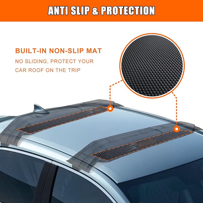 MeeFar Universal Car Soft Roof Rack Pads Luggage Carrier System - Image 5