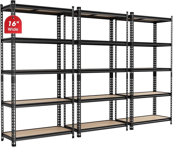 3 Pack 5 Tier Garage Shelving Unit, Adjustable Garage Storage Utility Rack by Unknown