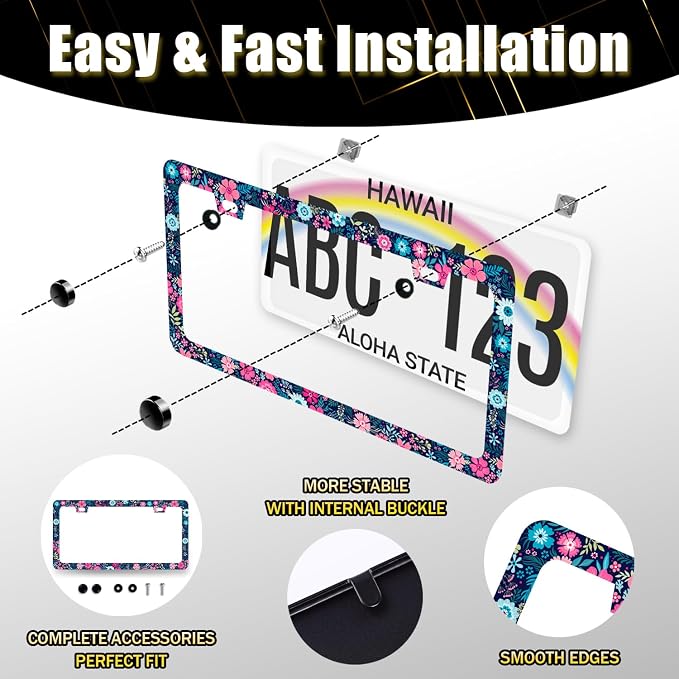 Colorful Flowers License Plate Frame Beautiful Floral Flower License Plate - Image 7