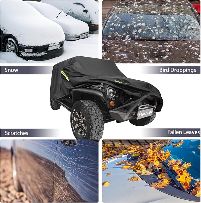 Waterproof Cover for Jeep Wrangler JK JL CJ YJ TJ 2 Door 1987-2023 Outdoor Sun - Image 3