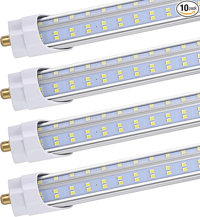 (Pack of 10 8 Foot LED Bulbs, 150W 18800lm 6000K, Super Bright, T8 T10 T12 LED by FTUBET