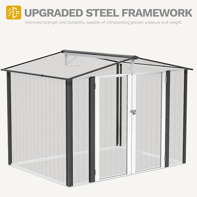 DWVO 8'x6' Large Metal Outdoor Storage Shed, Heavy Duty Tool Storage Sheds - Image 6