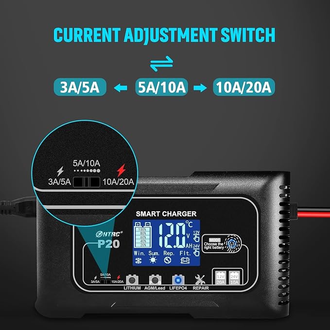 20Amp Smart Lithium Battery Charger, 12V and 24V, Lead-Acid Car Battery Charger - Image 4