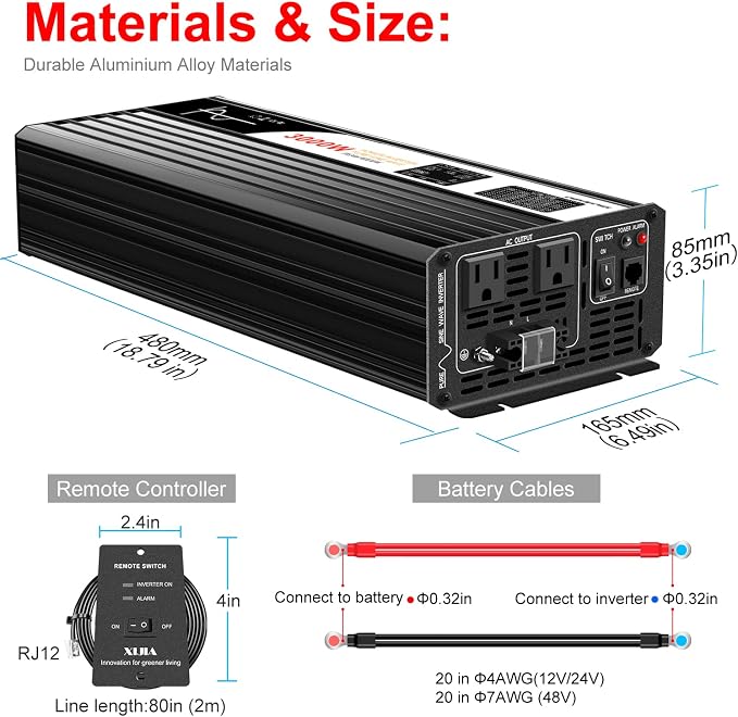 Xijia LCD-Display 3000W dc 48v to 110V 120V ac 60HZ Pure sine Wave Solar - Image 7