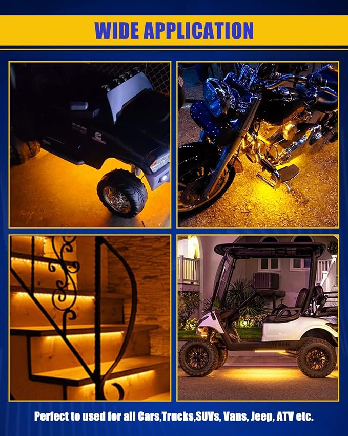 Amber Led Strip Light, 12V Car Led Lights Interior IP68 Waterproof Cuttable - Image 6