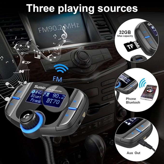 Upgraded Bluetooth FM Transmitter, Wireless Radio Adapter Hands Free Car Kit - Image 5