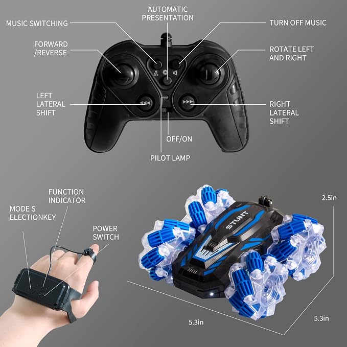 Remote Control Car, 2.4 Ghz 4WD Gesture Sensing RC Stunt Car, Double Sided 360° - Image 6
